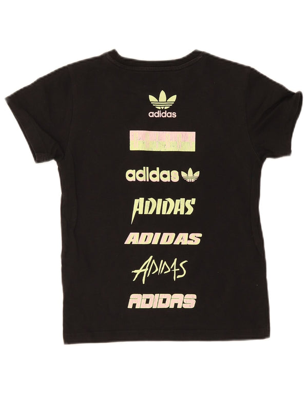Adidas piger grafisk t-shirt top 9-10 år sort bomuld