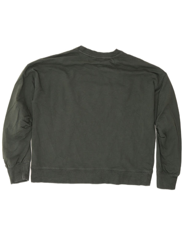 Dkny Dame Grafisk Relaxed Fit Sweatshirt Jumper UK 14 Medium Grøn Bomuld