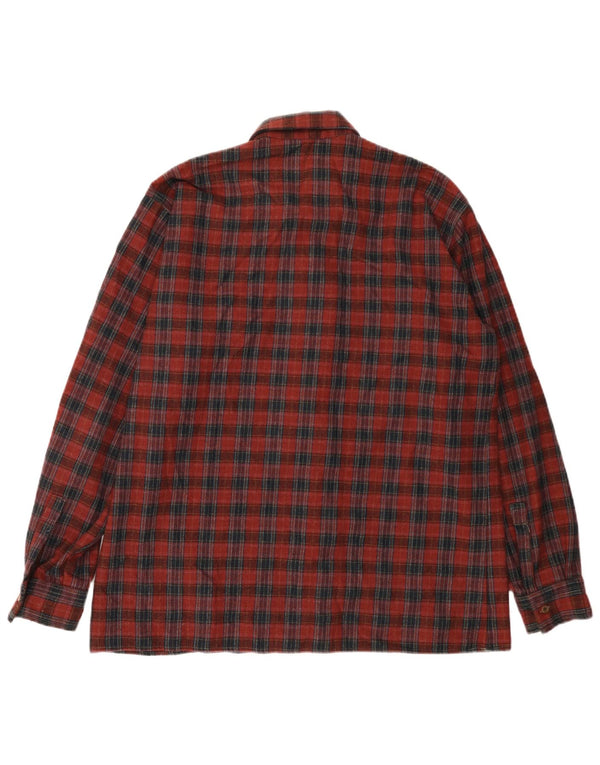 Vintage herre flannel skjorte str. 43 Large rød ternet uld