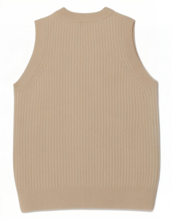Marks & Spencer Damevest Tank Top UK 10 Small Beige Merino Wool