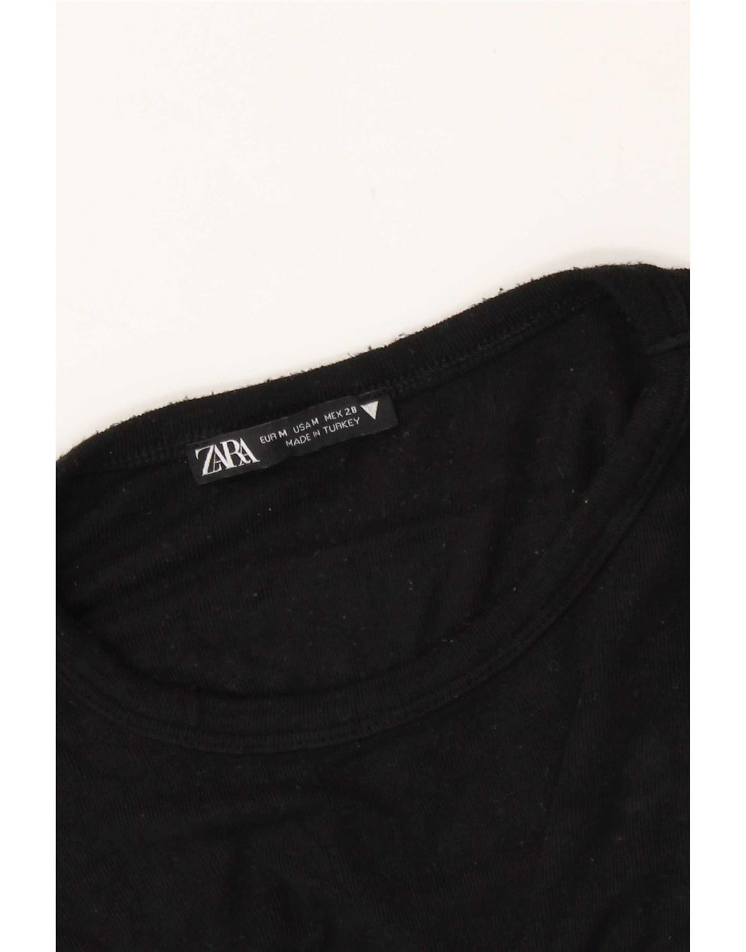 Zara Womens Crop T-Shirt Top UK 12 Medium Black