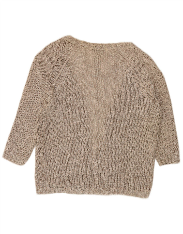 Marks & Spencer Dame 3/4 ærmet åben cardigan sweater UK 8 Small Beige