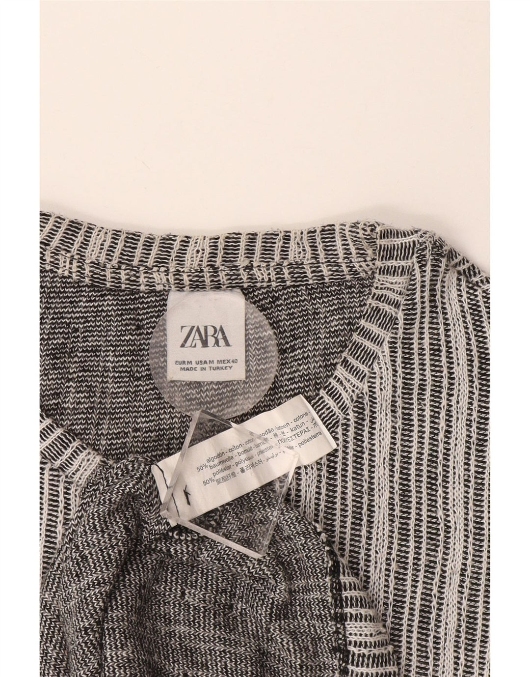 Zara herre T-shirt top mellem grå stribet bomuld