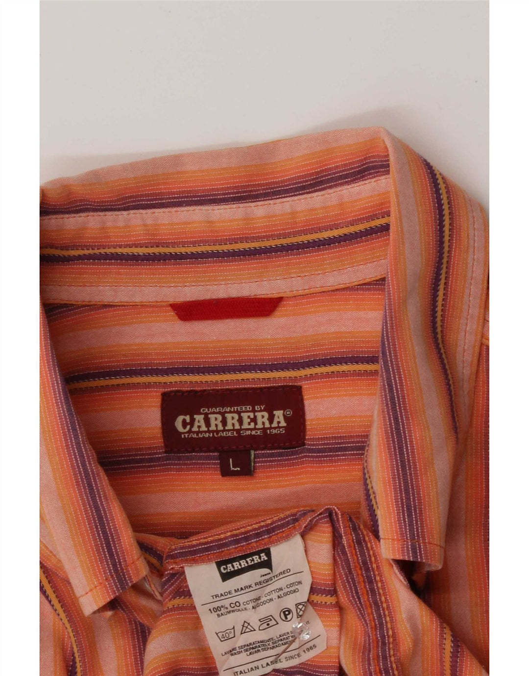 Carrera herreskjorte stor orange stribet bomuld
