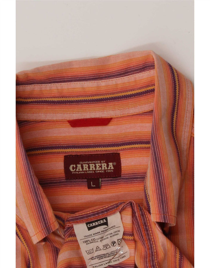 Carrera herreskjorte stor orange stribet bomuld