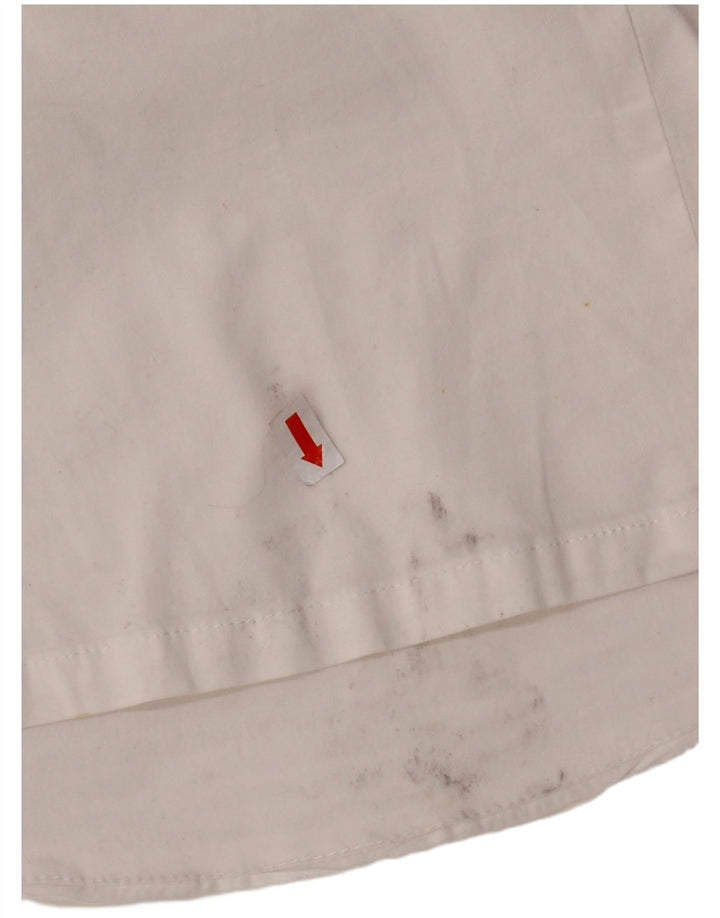 NARACAMICIE Dame ærmeløs bluse Top UK 8 Lille hvid nålestribet bomuld