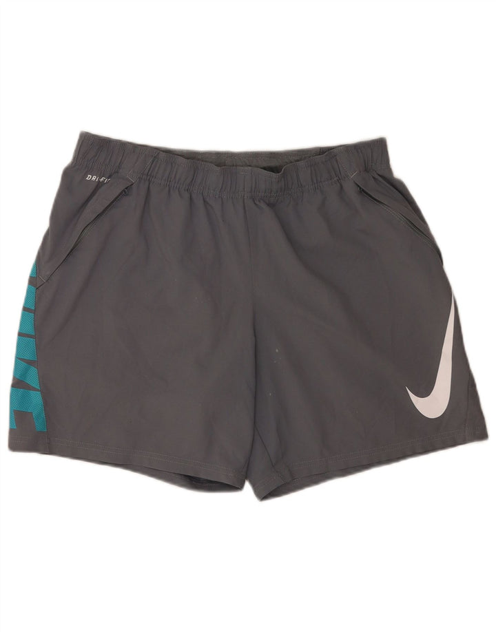 Nike Herre Dri Fit grafiske sportsshorts, store grå polyester