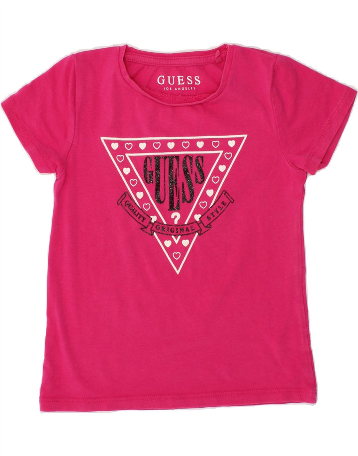 GUESS Girls Graphic T-Shirt Top 2-3 Years Pink Vintage Guess and Second-Hand Guess from Messina Hembry 