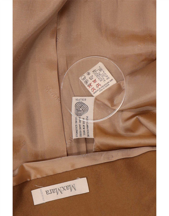 Max Mara Dame 1 Knap Blazer Jakke UK 14 Stor Brun Uld