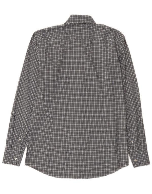 Hugo Boss Herre Slim Fit Skjorte Størrelse 40 15 3/4 Medium Blue Ternet polyamid
