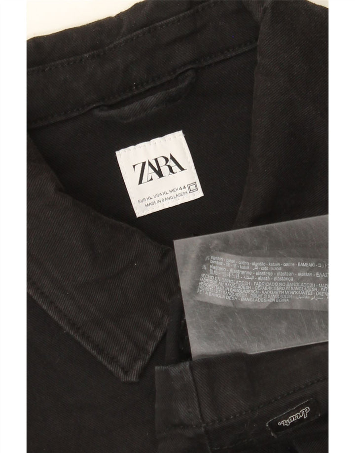 Zara Herre denimjakke UK 42 XL Sort Bomuld