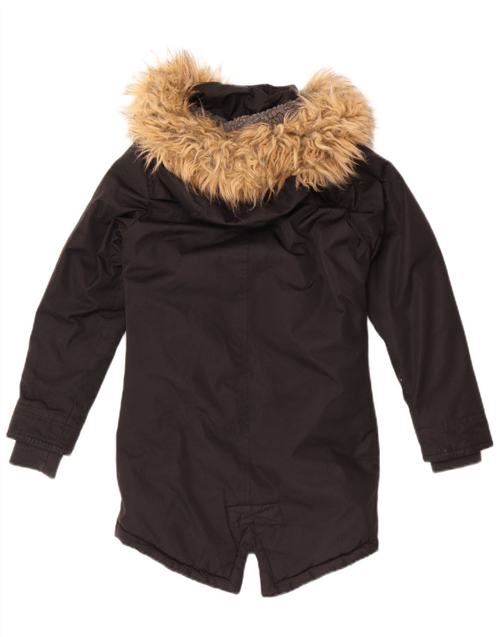 Bænk piger hættejakke parka 7-8 år sort polyester