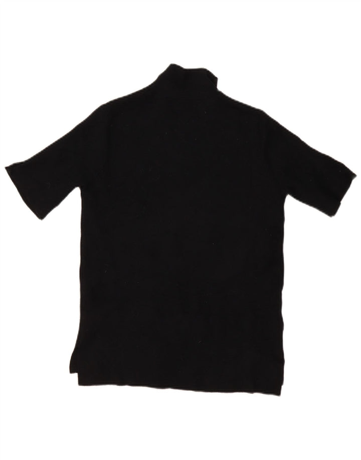 Zara strikket top med korte ærmer til kvinder UK 12 Medium Black Viscose