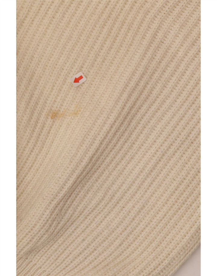 Vintage herre rund hals sweater stor beige colourblock uld