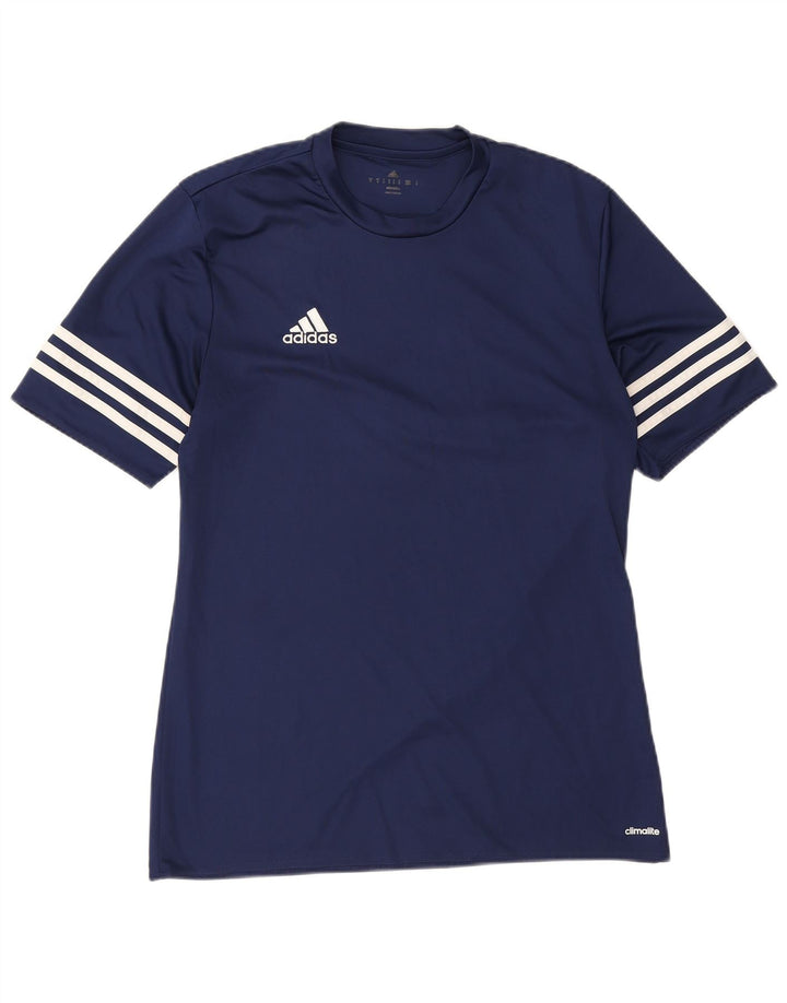 Adidas Herre Climalite T-Shirt Top Medium Marineblå Polyester