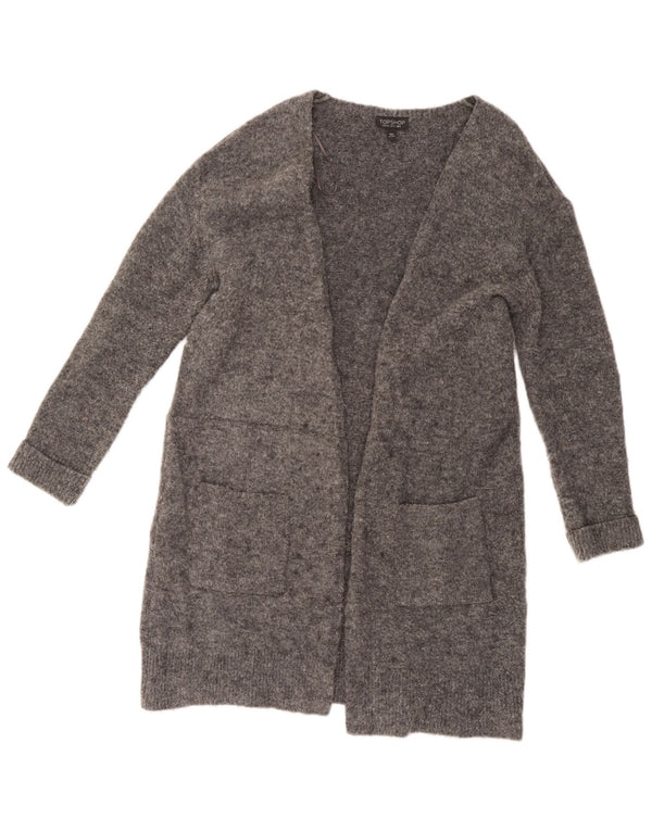 Topshop Dame Oversized Longline Cardigan Sweater UK 8 Small Grey Flecked
