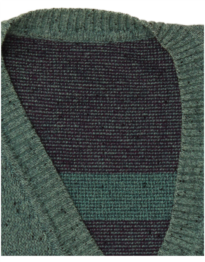 VINTAGE Mens Vest Tank Top XL Turquoise Flecked