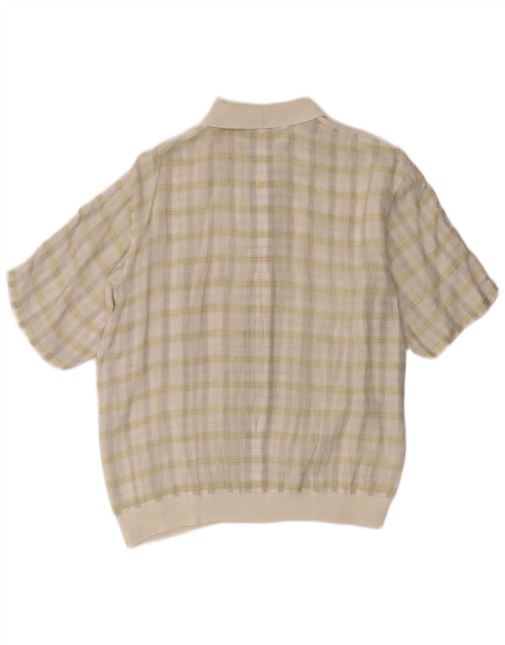 Gran Sasso Herre Kortærmet Pullover Shirt Medium Hvid Ternet Hør