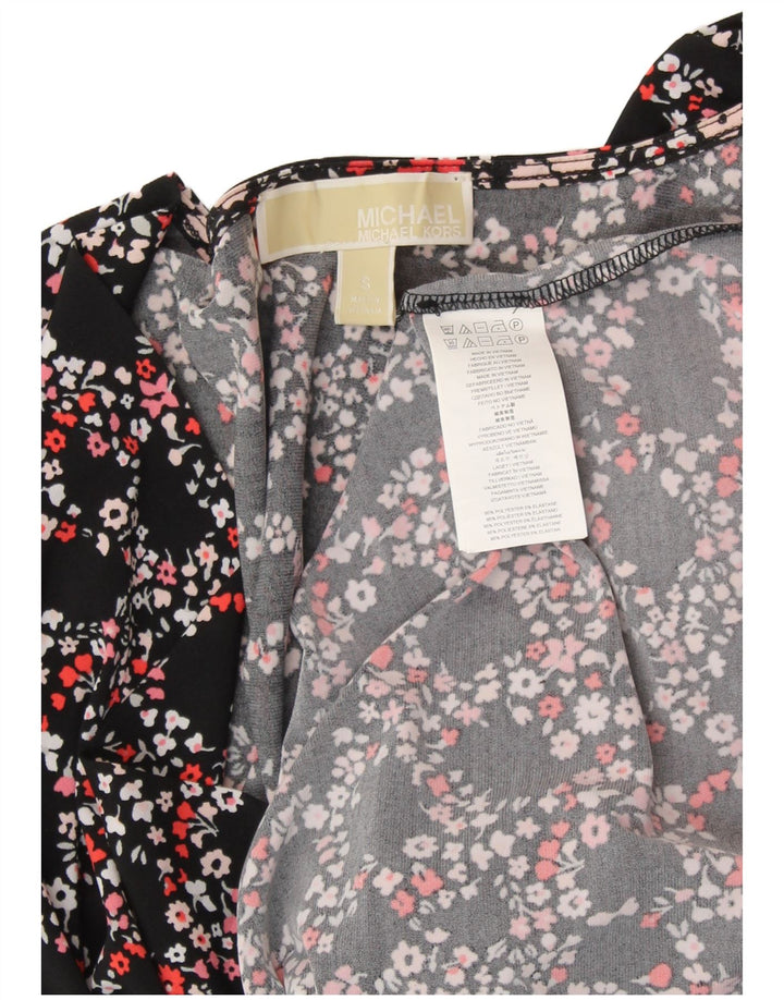 MICHAEL KORS Slå-om-kjole til kvinder UK 10 Small Black Floral Polyester