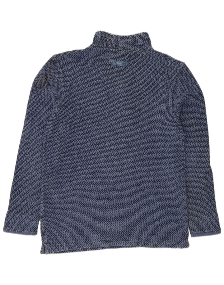 WEIRD FISH Herre Zip Neck Sweatshirt Jumper lille blå bomuld