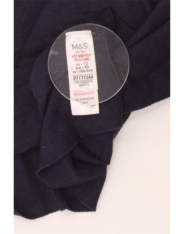 Marks & Spencer Dame Kortærmet Bluse Top UK 12 Medium Navy Blue