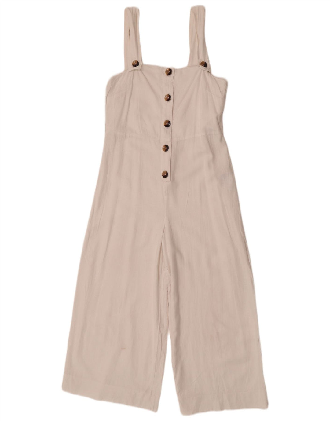 Topshop Dame Ærmeløs Jumpsuit UK 8 Small White Linen