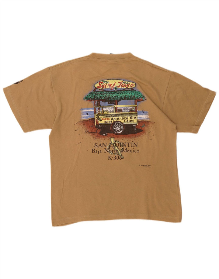 SCORPION Herre grafisk T-shirt Top Lille Beige Bomuld