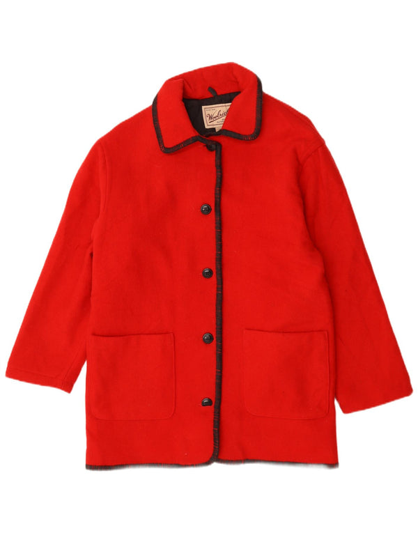 Woolrich Dame Oversized Overfrakke UK 14 Medium Rød Uld
