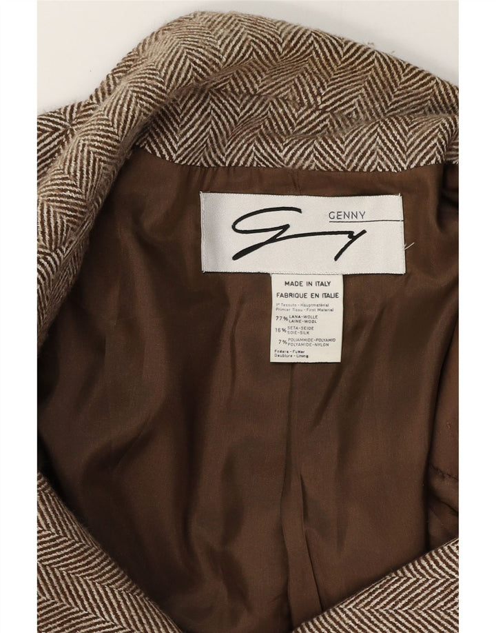 Genny Dame 3-knaps blazerjakke UK 16 Stor brun sildebensuld