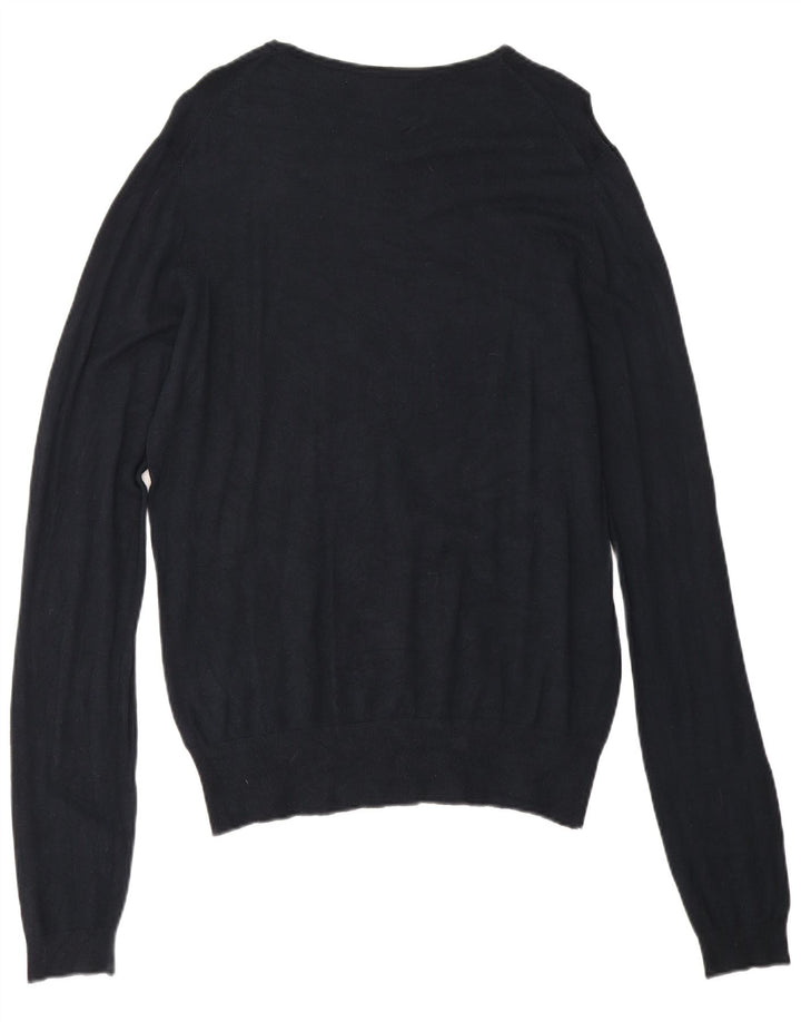 Zara Herre Boat Neck Jumper Sweater Large Navy Blue