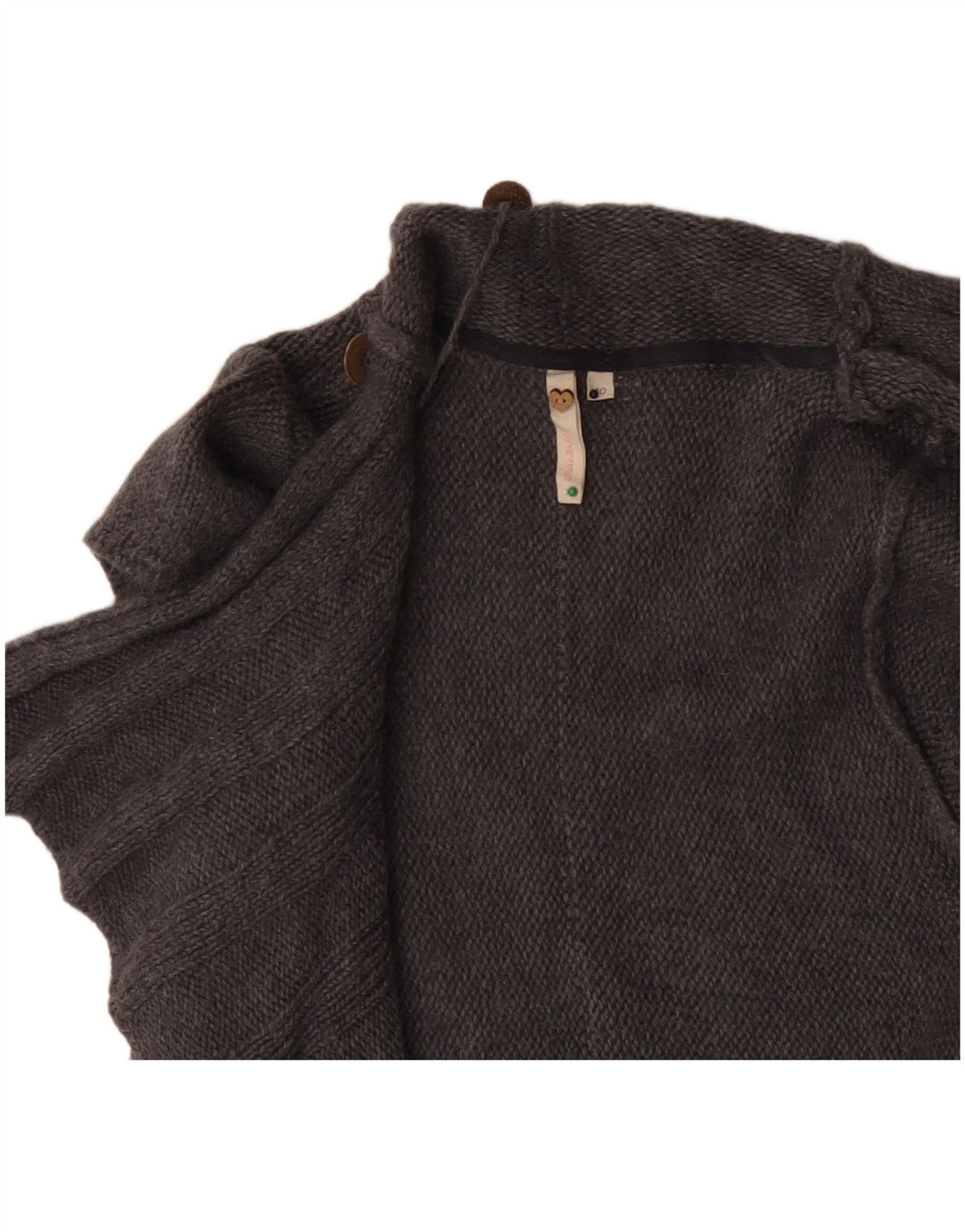White Stuff Dame Kortærmet Åben Cardigan Sweater UK 10 Lille Grå Uld
