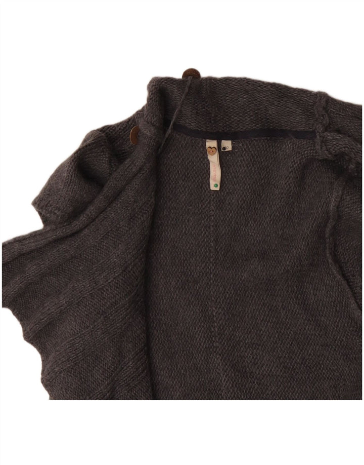 White Stuff Dame Kortærmet Åben Cardigan Sweater UK 10 Lille Grå Uld