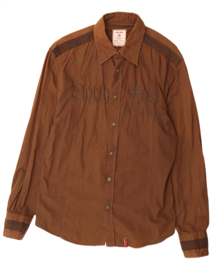 Jack & Jones Herre grafisk skjorte Stor brun bomuld