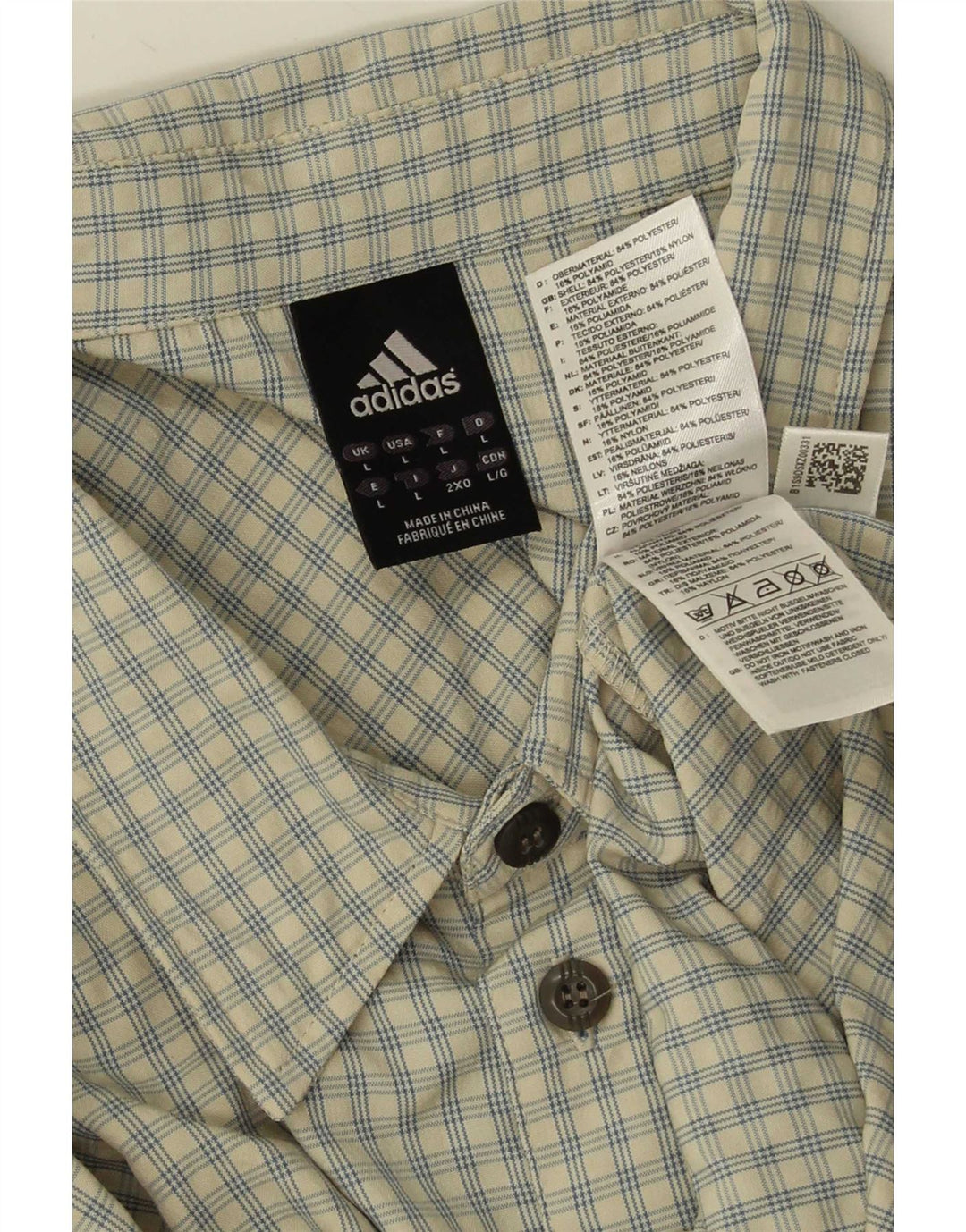 Adidas herreskjorte stor beige ternet polyester