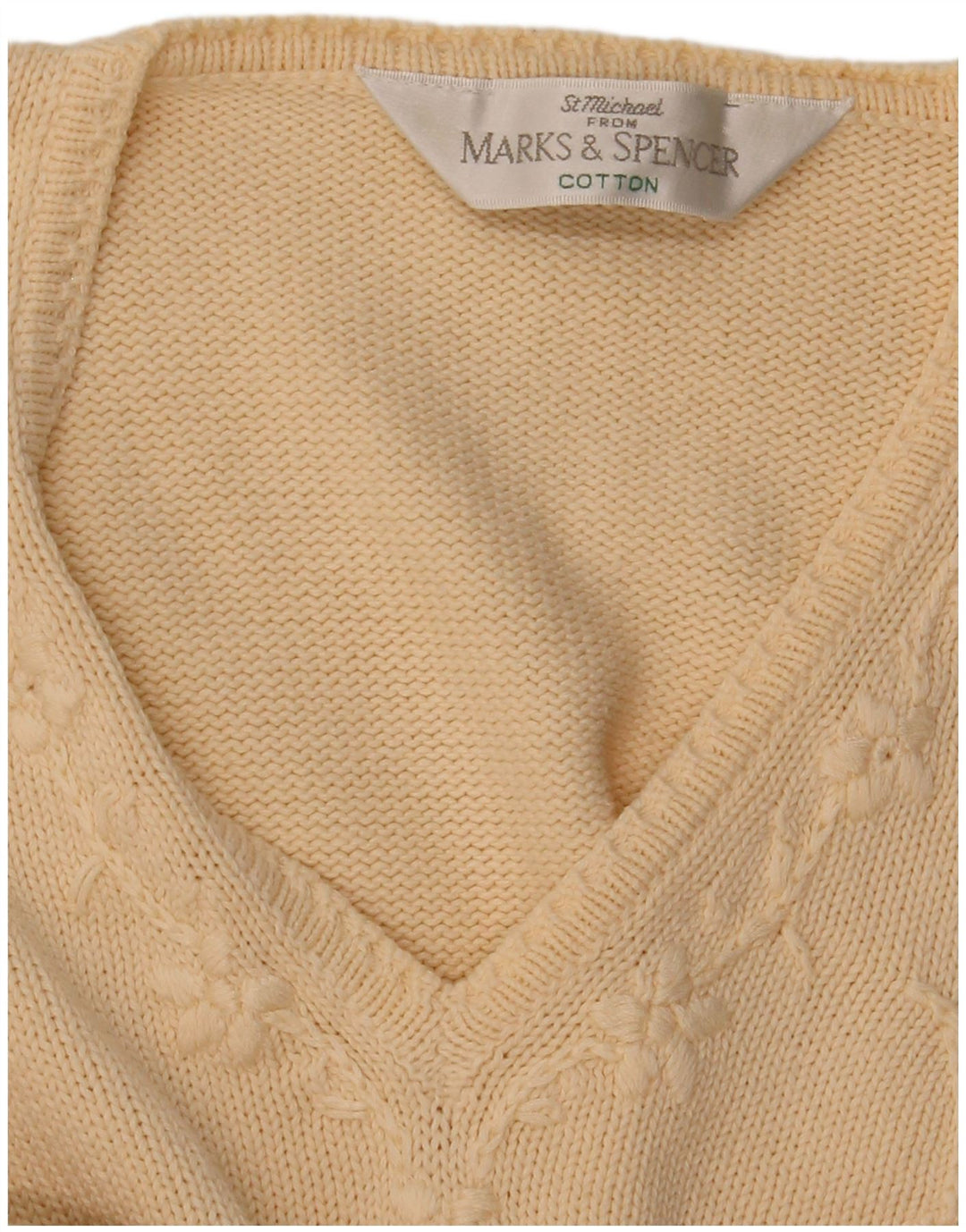 Marks & Spencer Dame V-hals sweater UK 12 Medium Beige Floral