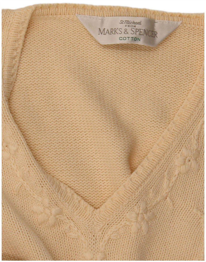 Marks & Spencer Dame V-hals sweater UK 12 Medium Beige Floral