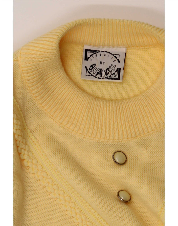 Snatch Dame Crew Neck Jumper Sweater UK 14 Medium Yellow Acryl