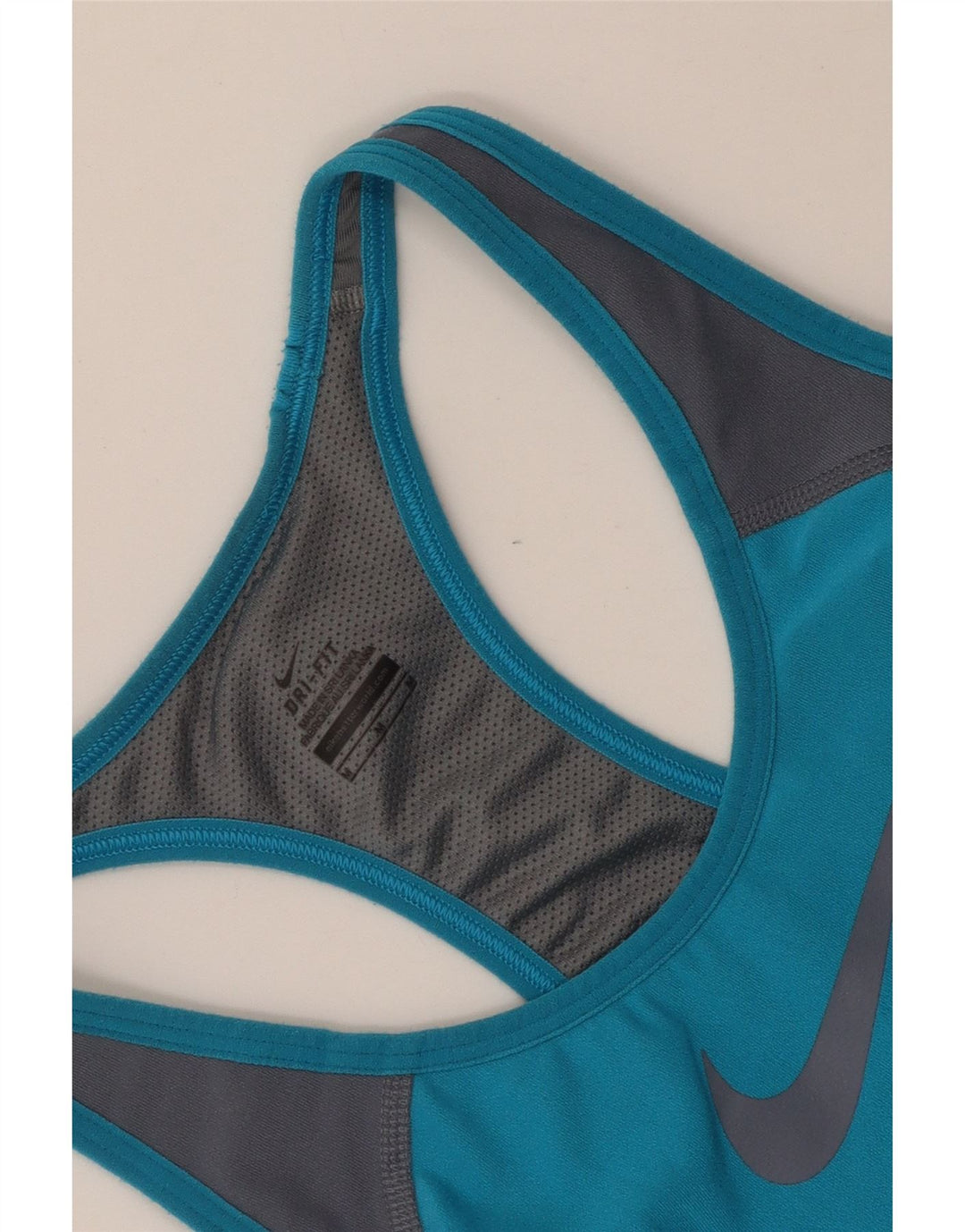 NIKE Dame Dri Fit Grafisk Vest Top UK 12 Medium Blue Colourblock