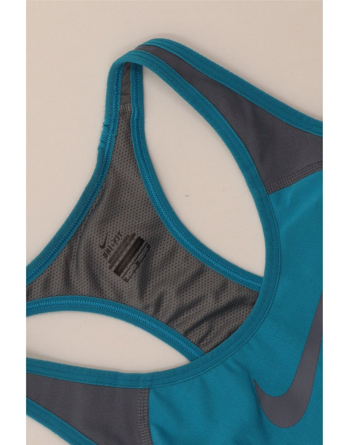 NIKE Dame Dri Fit Grafisk Vest Top UK 12 Medium Blue Colourblock