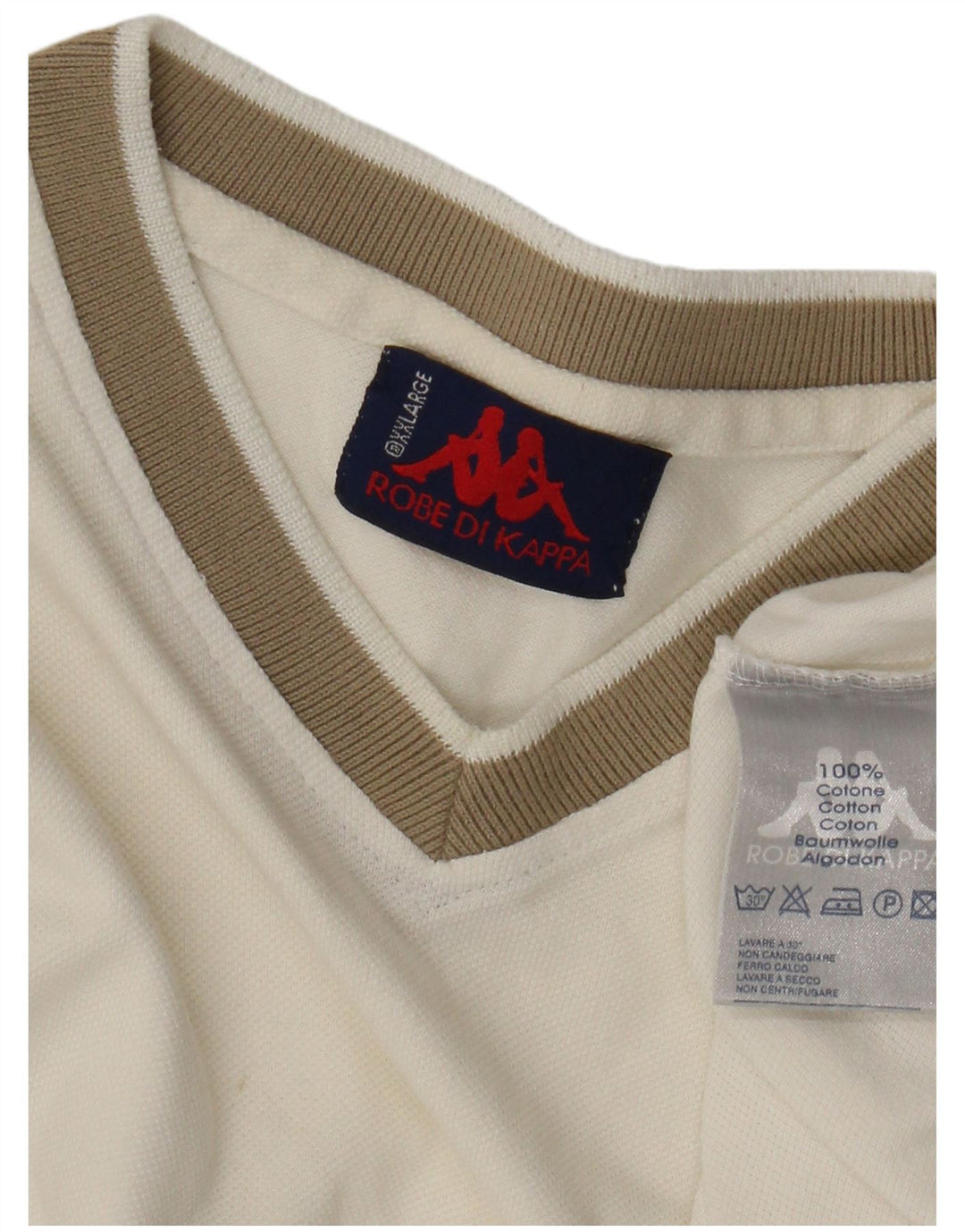 Kappa Herre T-Shirt Top 2XL Hvid Bomuld