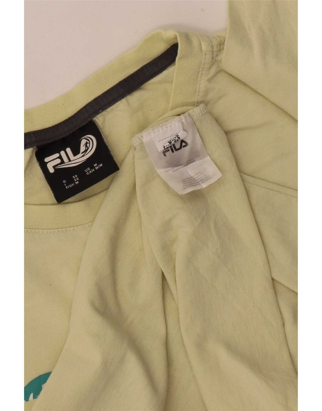 Fila Herre Grafisk T-Shirt Top Medium Gul Bomuld