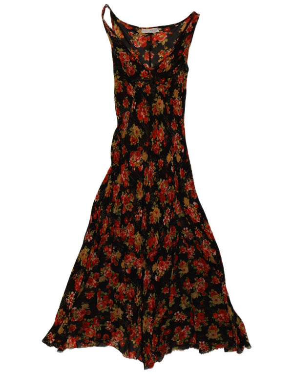 Twin-Set Dame Ærmeløs Se Through Maxi Dress UK 10 Small Black Floral