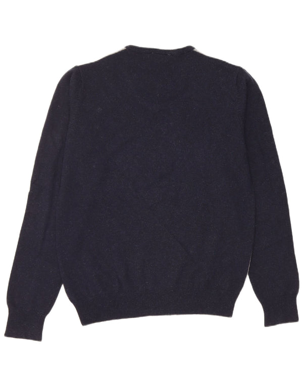 Fila Herre V-hals sweater Large Navy Blue Colourblock Lammeuld