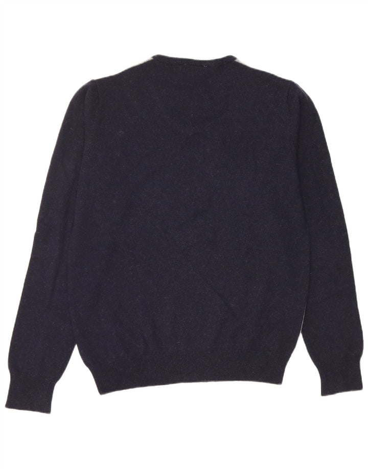 Fila Herre V-hals sweater Large Navy Blue Colourblock Lammeuld