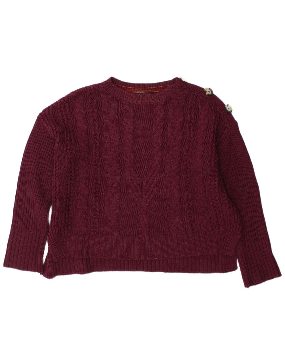 Marks & Spencer Dame sweater med rund hals DK 12 Medium Burgundy