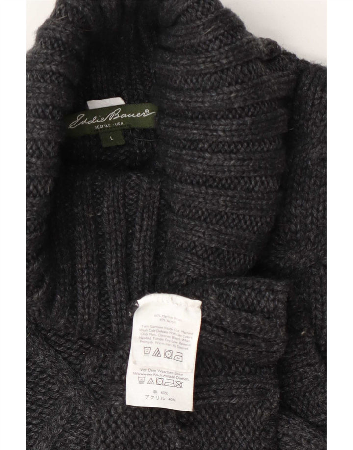Eddie Bauer Dame Rullehals Sweater UK 16 Stor Grå Uld