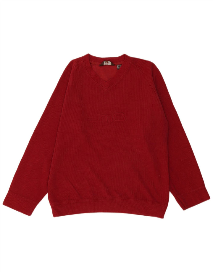 Zara Herre grafisk V-hals sweater Medium rød bomuld