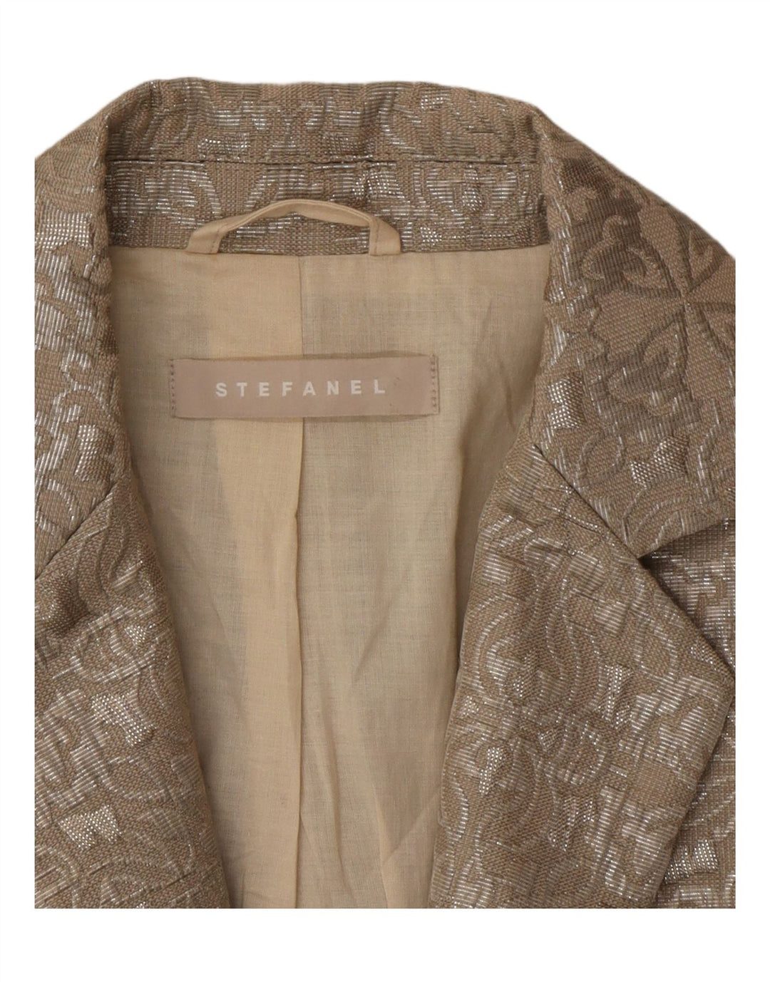 Stefanel Dame 1-knaps blazerjakke EU 38 Medium Beige Paisley Polyester