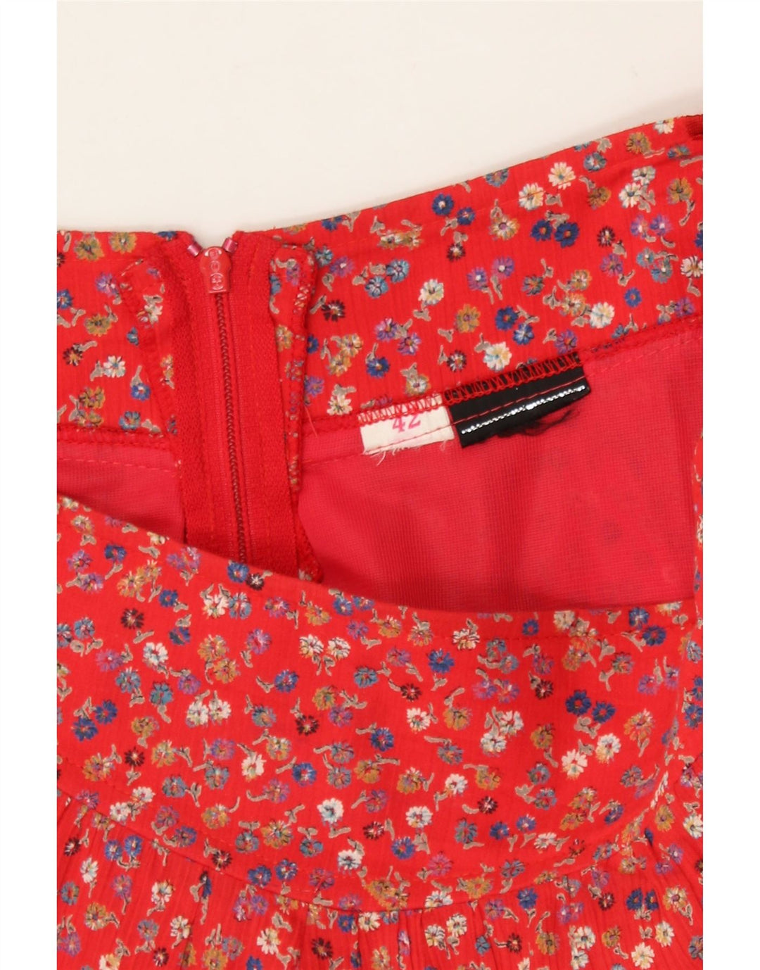 VINTAGE A-line nederdel til kvinder IT 42 Medium W30 Rød blomster