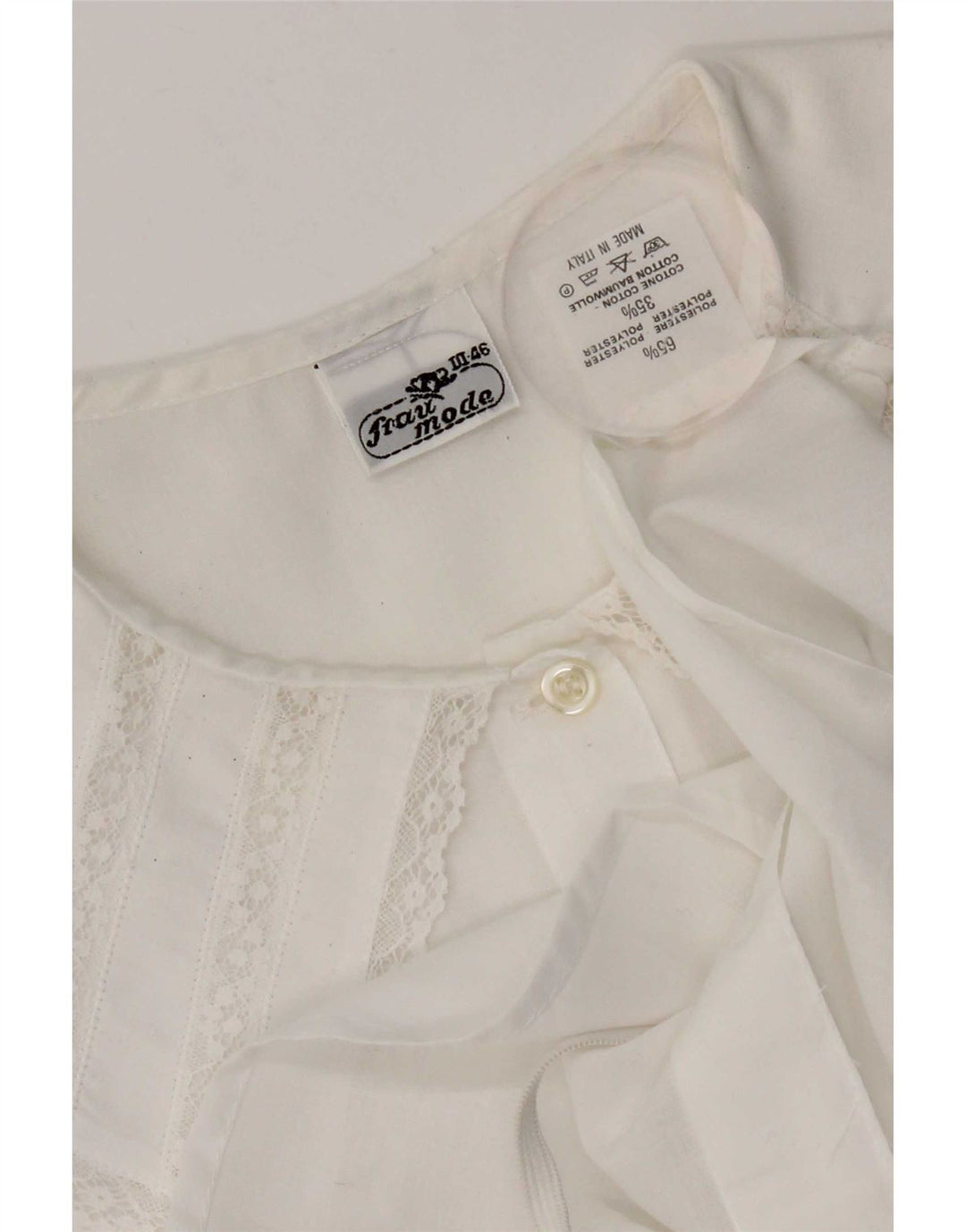 Vintage ærmeløs skjortebluse til kvinder IT 46 Stor hvid polyester
